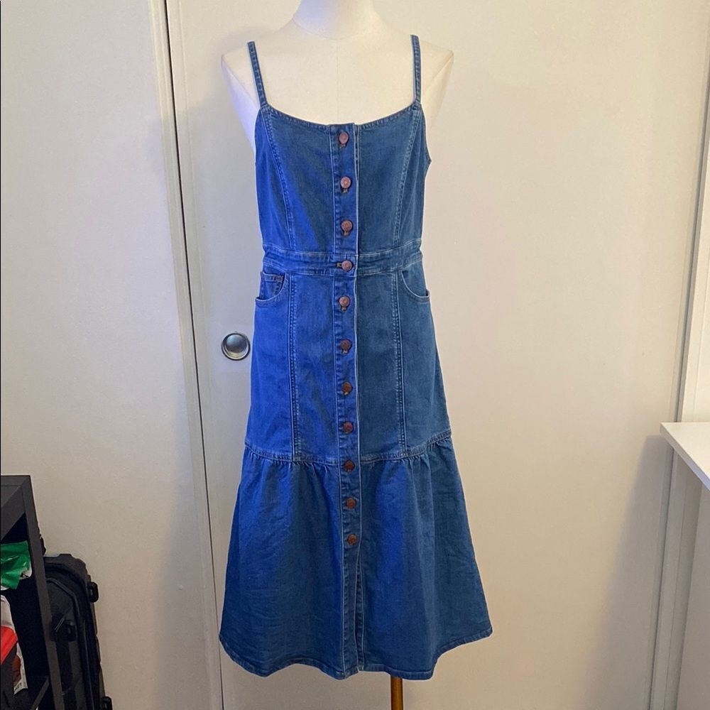 Madewell Denim Bayview Tiered Midi Dress Size 2 - Picture 3 of 16